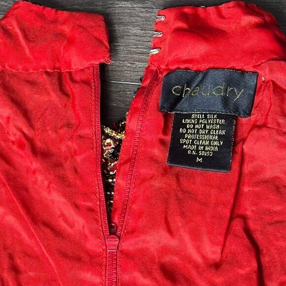 Chaudry Beaded Sleeveless High Neck Top, Red with Black/Gold Beads. Medium. NWT! - Picture 11 of 16